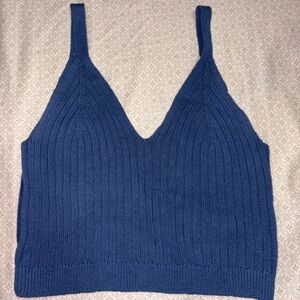 Aerie Blue Ribbed Sweater Crop Top